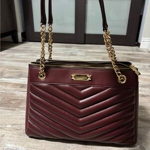Michael Kors burgundy leather shoulder bag